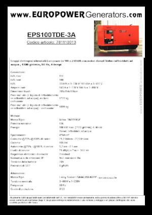 Groupes électrogènes à diesel Europower EPS100TDE-3A (LS)