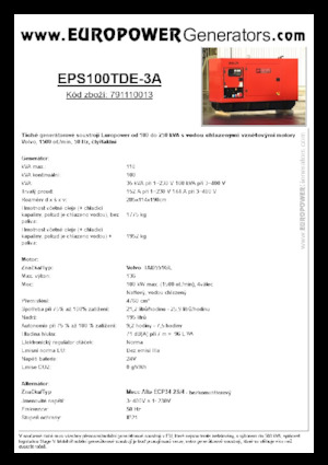 Groupes électrogènes à diesel Europower EPS100TDE-3A (MA)
