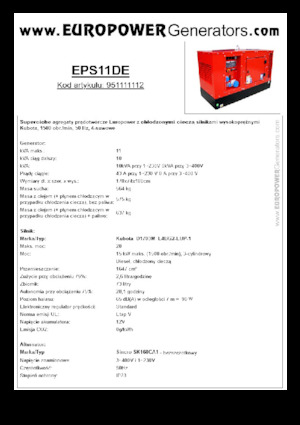 Groupes électrogènes à diesel Europower EPS11DE (S)