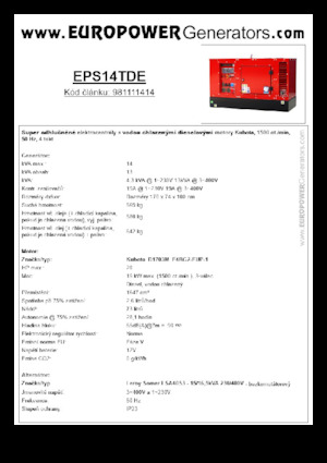 Groupes électrogènes à diesel Europower EPS14TDE (LS)