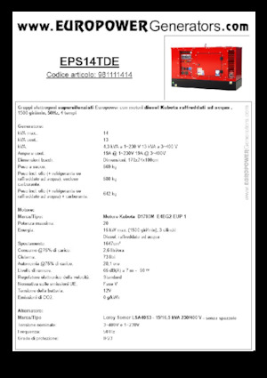 Groupes électrogènes à diesel Europower EPS14TDE (LS)