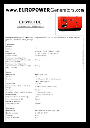 Groupes électrogènes à diesel Europower EPS150TDE (MA)