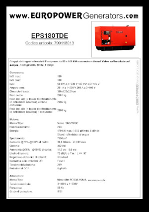 Groupes électrogènes à diesel Europower EPS180TDE (MA)