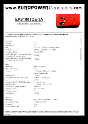 Groupes électrogènes à diesel Europower EPS180TDE-3A (MA)