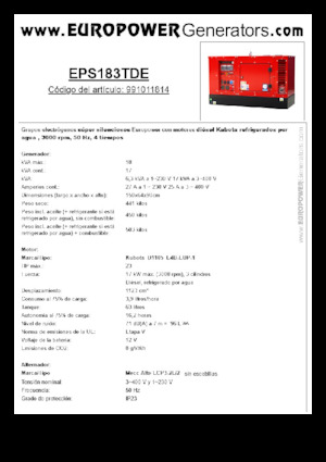 Groupes électrogènes à diesel Europower EPS183TDE (MA)