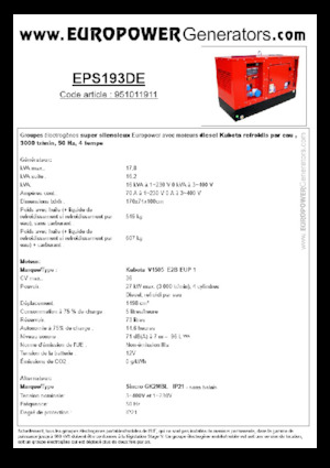 Groupes électrogènes à diesel Europower EPS193DE (S)