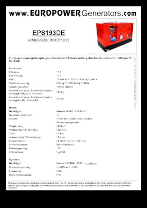 Groupes électrogènes à diesel Europower EPS193DE (S)