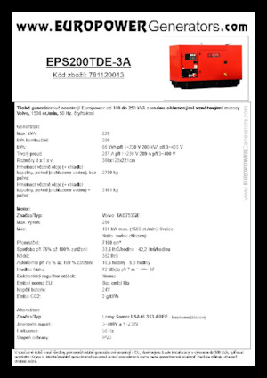 Groupes électrogènes à diesel Europower EPS200TDE-3A (LS)