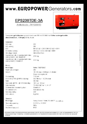 Groupes électrogènes à diesel Europower EPS200TDE-3A (LS)