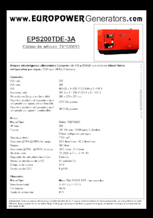 Groupes électrogènes à diesel Europower EPS200TDE-3A (MA)