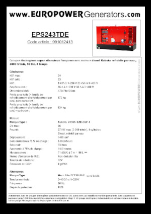 Groupes électrogènes à diesel Europower EPS243TDE (MA)