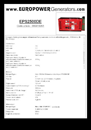 Groupes électrogènes à diesel Europower EPS2500DE (MA)
