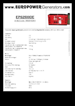 Groupes électrogènes à diesel Europower EPS2500DE (MA)
