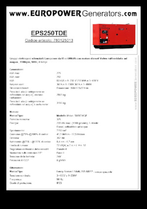 Groupes électrogènes à diesel Europower EPS250TDE (LS)