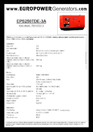 Groupes électrogènes à diesel Europower EPS250TDE-3A (LS)
