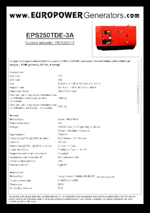 Groupes électrogènes à diesel Europower EPS250TDE-3A (LS)