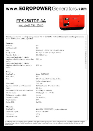 Groupes électrogènes à diesel Europower EPS250TDE-3A (MA)