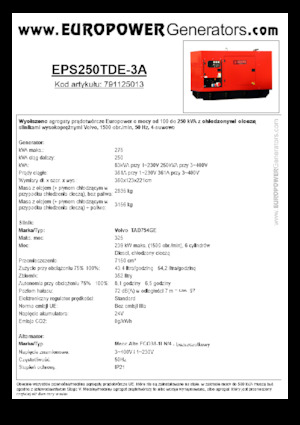 Groupes électrogènes à diesel Europower EPS250TDE-3A (MA)