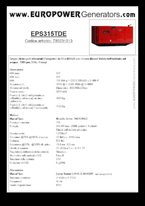 Groupes électrogènes à diesel Europower EPS315TDE (LS)