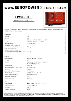 Groupes électrogènes à diesel Europower EPS333TDE (MA)
