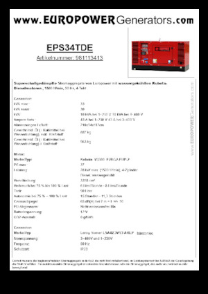 Groupes électrogènes à diesel Europower EPS34TDE (LS)