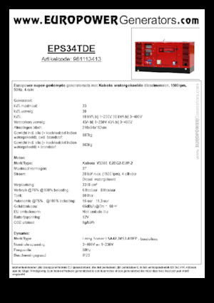 Groupes électrogènes à diesel Europower EPS34TDE (LS)