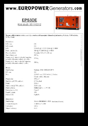 Groupes électrogènes à diesel Europower EPS3DE (S)