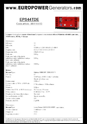 Groupes électrogènes à diesel Europower EPS44TDE (LS)