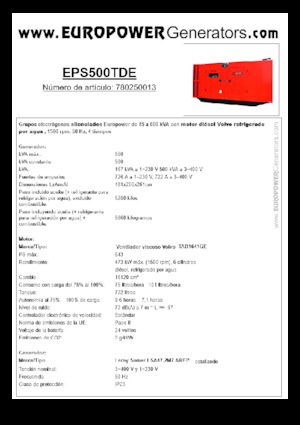 Groupes électrogènes à diesel Europower EPS500TDE (LS)