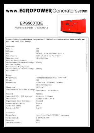 Groupes électrogènes à diesel Europower EPS500TDE (LS)