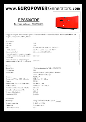 Groupes électrogènes à diesel Europower EPS500TDE (LS)
