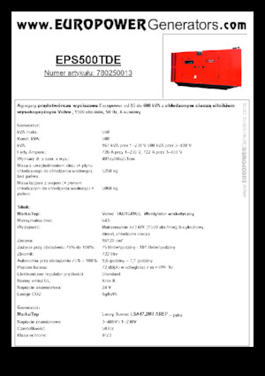 Groupes électrogènes à diesel Europower EPS500TDE (LS)