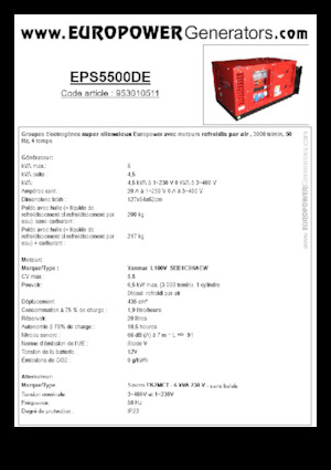 Groupes électrogènes à diesel Europower EPS5500DE (S)