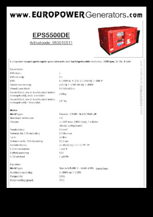Groupes électrogènes à diesel Europower EPS5500DE (S)