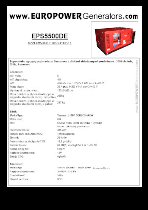 Groupes électrogènes à diesel Europower EPS5500DE (S)