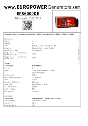 Groupes électrogènes à diesel Europower EPS6000DE (S)