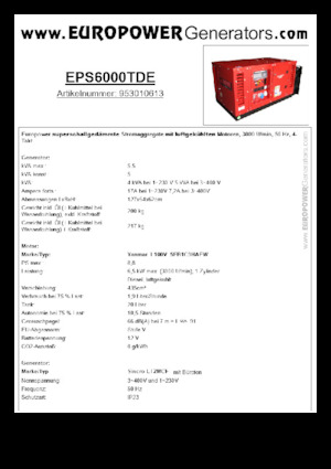 Groupes électrogènes à diesel Europower EPS6000TDE (S)