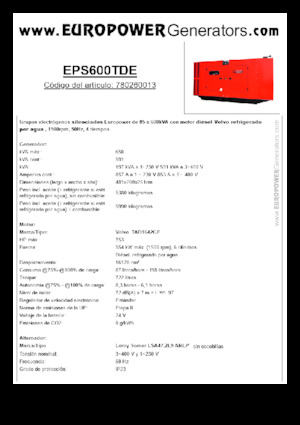 Groupes électrogènes à diesel Europower EPS600TDE (LS)