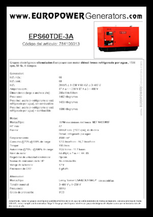 Groupes électrogènes à diesel Europower EPS60TDE-3A (LS)