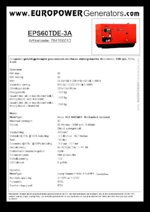 Groupes électrogènes à diesel Europower EPS60TDE-3A (LS)