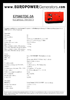 Groupes électrogènes à diesel Europower EPS60TDE-3A (LS)