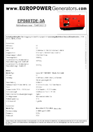 Groupes électrogènes à diesel Europower EPS60TDE-3A (MA)