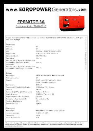 Groupes électrogènes à diesel Europower EPS60TDE-3A (MA)