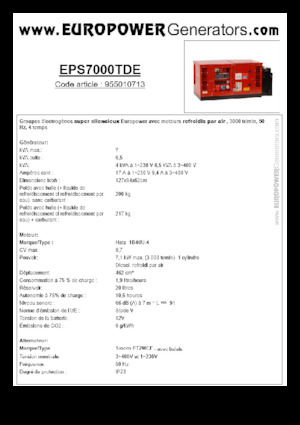 Groupes électrogènes à diesel Europower EPS7000TDE (S)