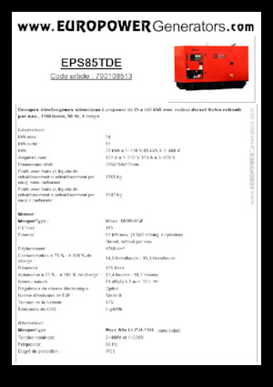 Groupes électrogènes à diesel Europower EPS85TDE (MA)