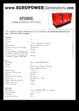 Groupes électrogènes à diesel Europower EPS8DE (S)