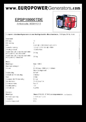 Groupes électrogènes à diesel Europower EPSP10000TDE (S)