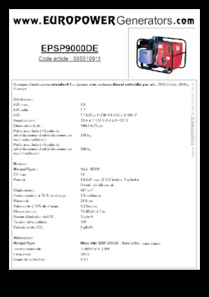 Groupes électrogènes à diesel Europower EPSP9000DE (MA)