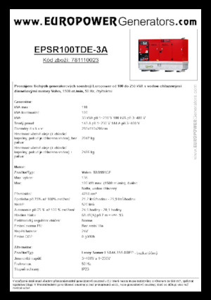 Groupes électrogènes à diesel Europower EPSR100TDE-3A (LS)