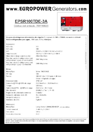 Groupes électrogènes à diesel Europower EPSR100TDE-3A (LS)